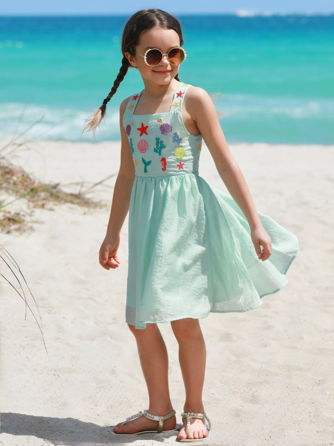 girls summer party dress aqua beach style dress