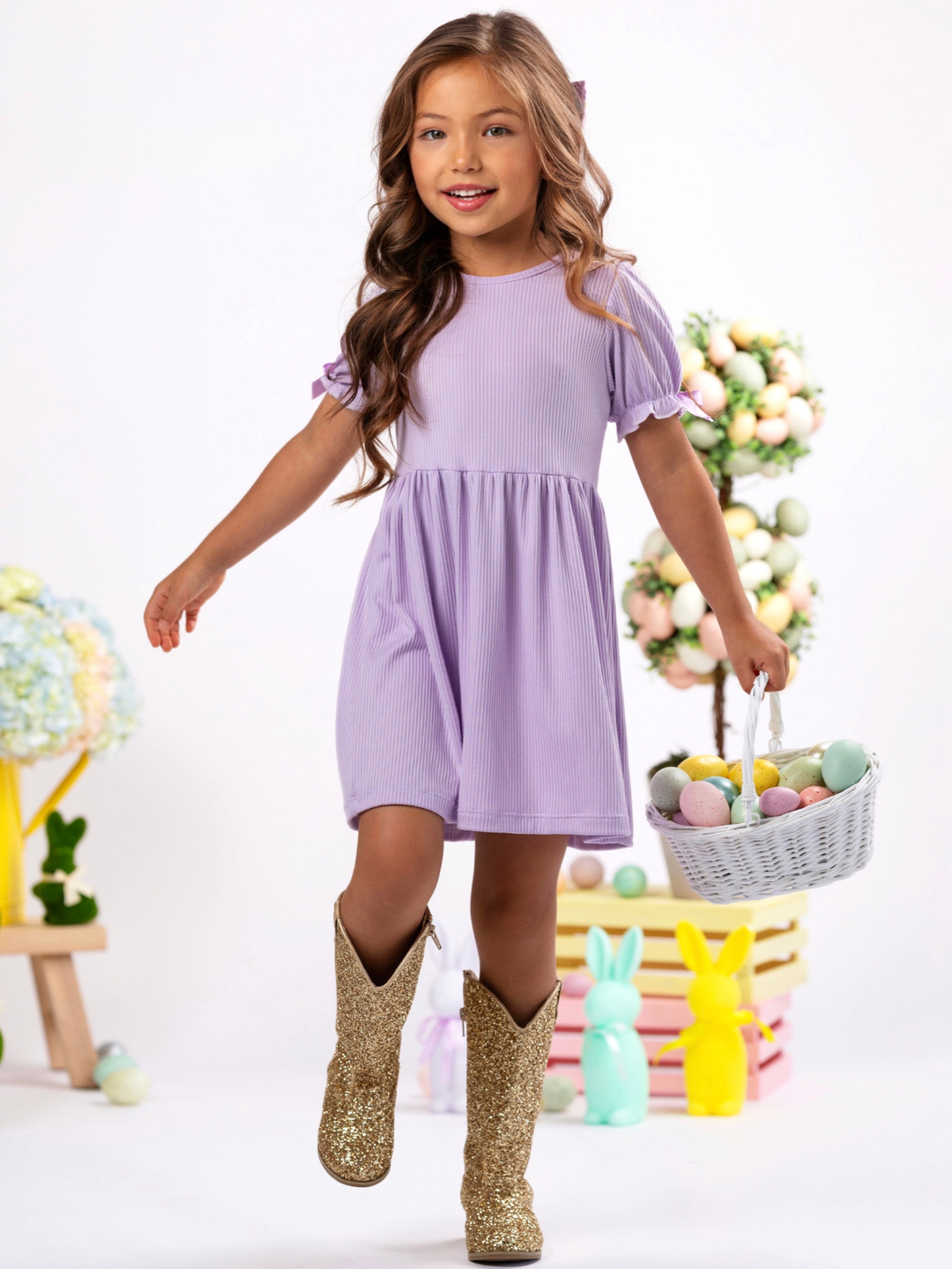 Lavender Ribbed Easter Dress