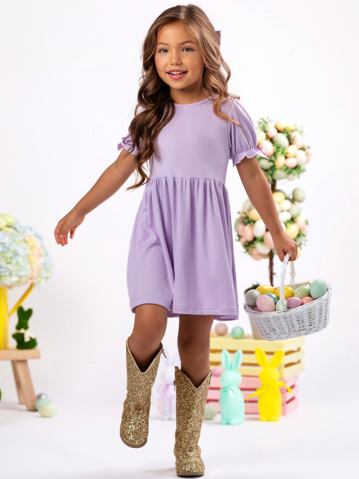 Lavender Ribbed Easter Dress