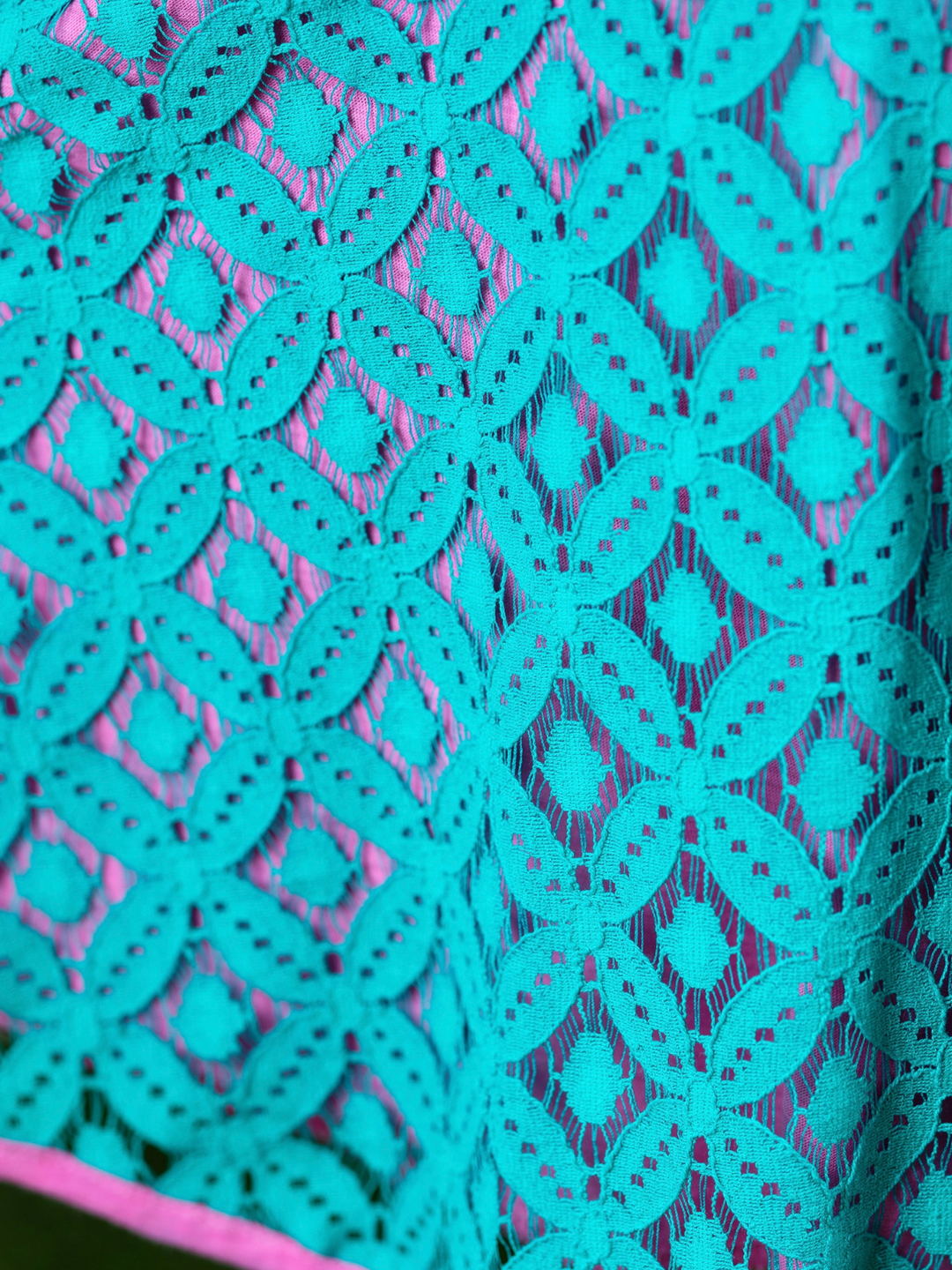 Teal lace overlay detail on girls Easter dress