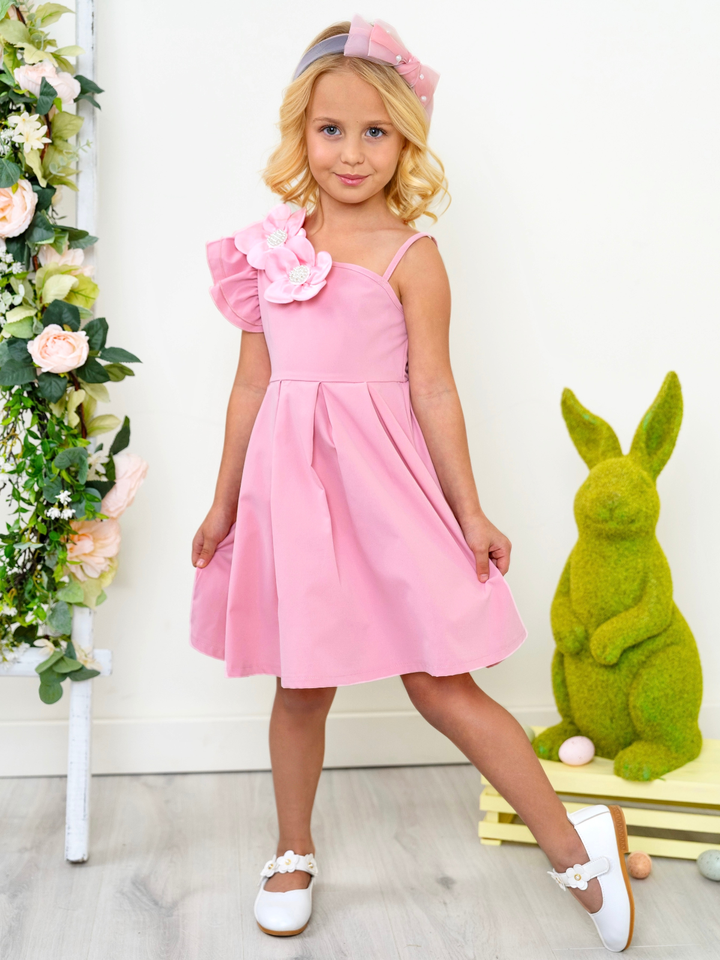 Blush Bloom One-Shoulder Easter Dress
