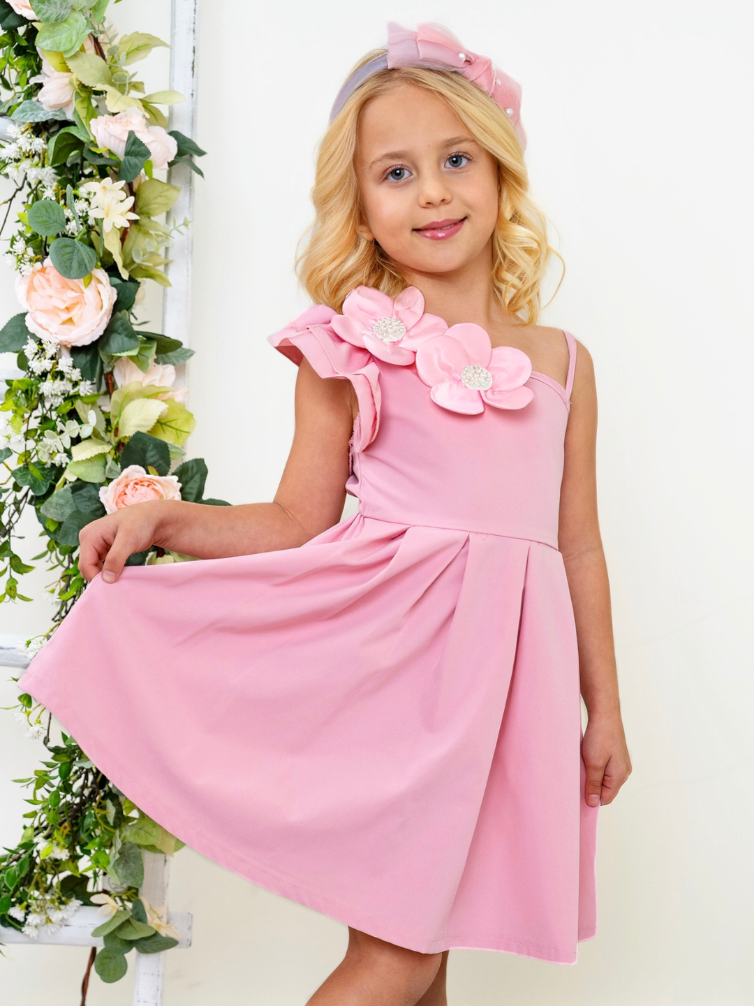 Blush Bloom One-Shoulder Easter Dress