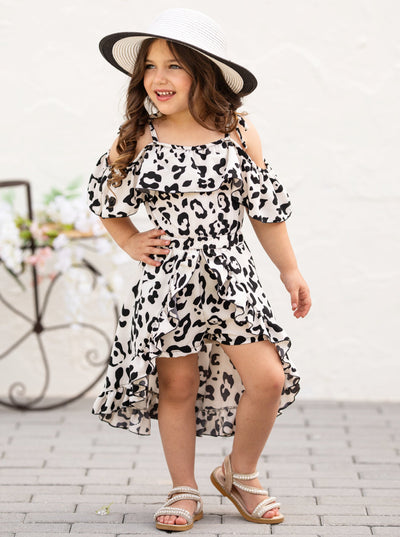 Mia Belle Girls Leopard Print Romper Dress | Girls Spring Outfits
