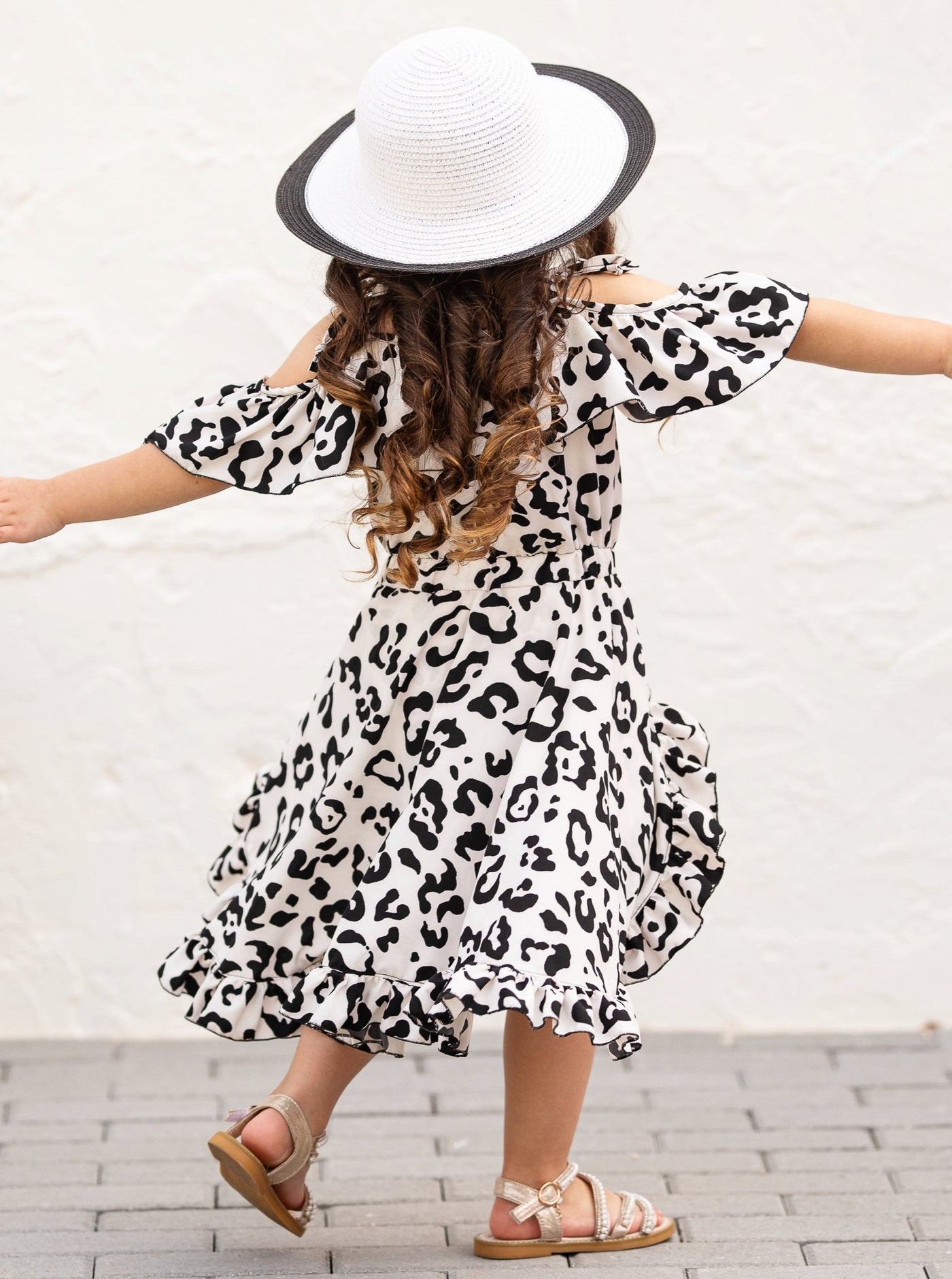 Mia Belle Girls Leopard Print Romper Dress | Girls Spring Outfits