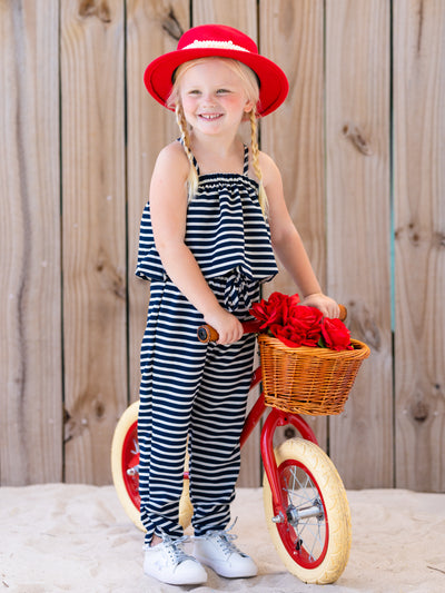 Cute Toddler Outfit | Girls Striped Bubble Top & Drawstring Pants