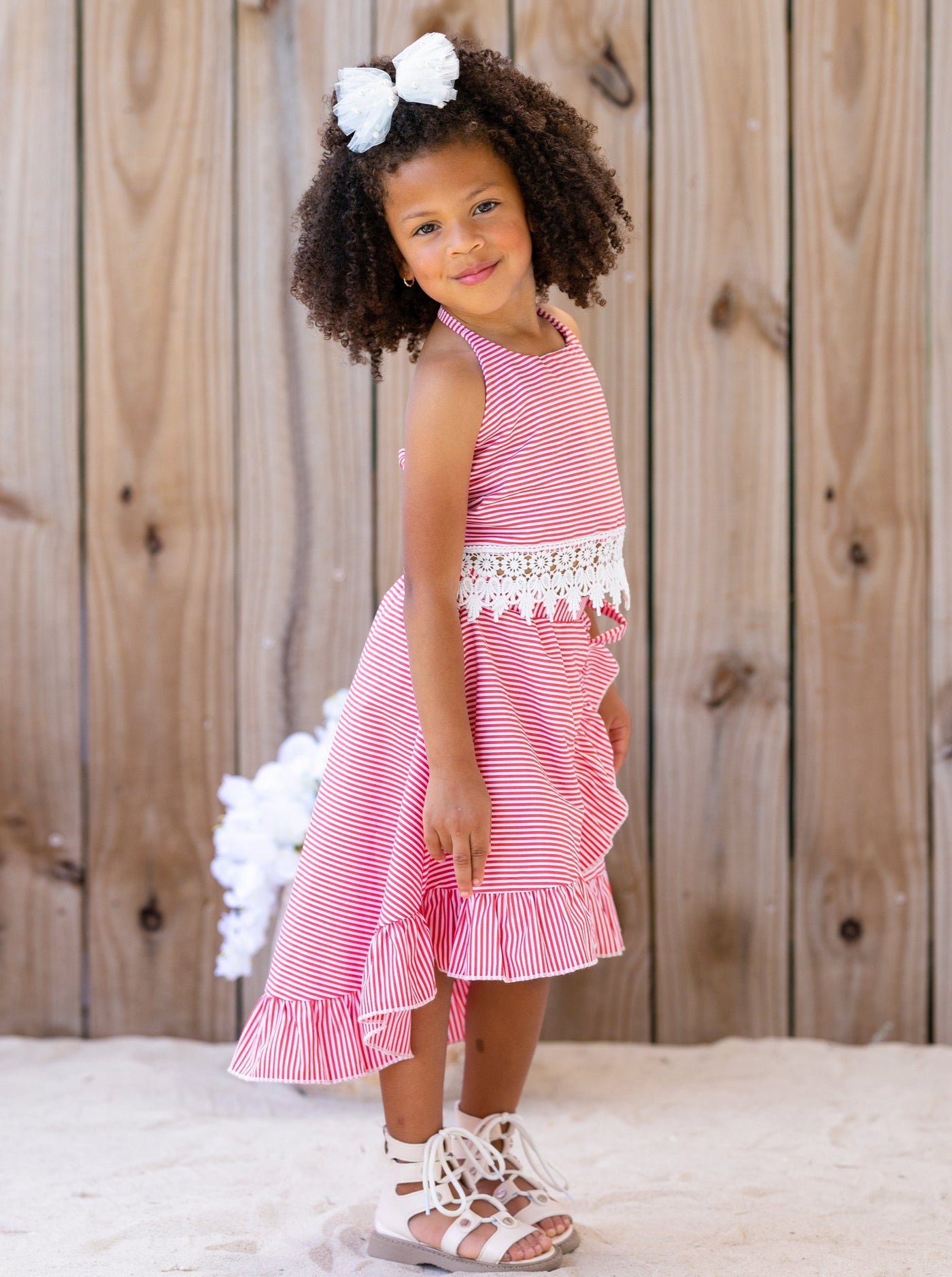 Toddler Spring Outfits | Girls Stripe Halter Crochet Top & Wrap Skirt