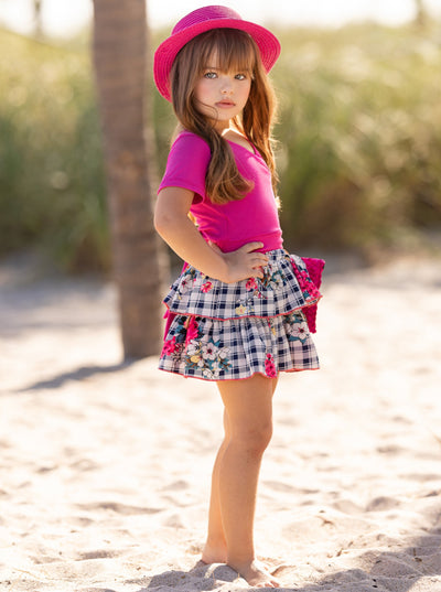 Mia Belle Girls Knot Hem Top & Tiered Ruffle Skirt Set | Resort Wear