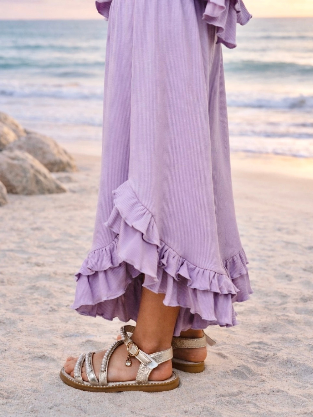 girls lilac vacation outfit set