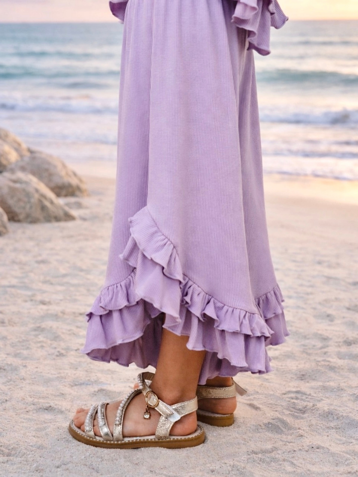 girls lilac vacation outfit set