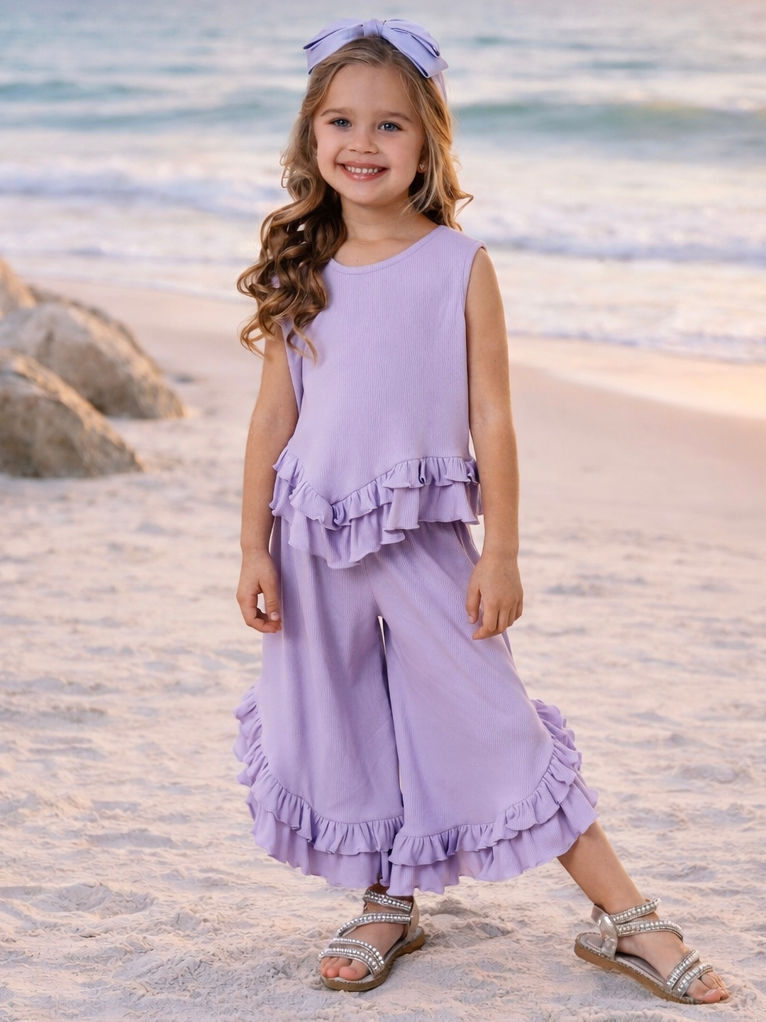 girls lilac summer two piece outfit
