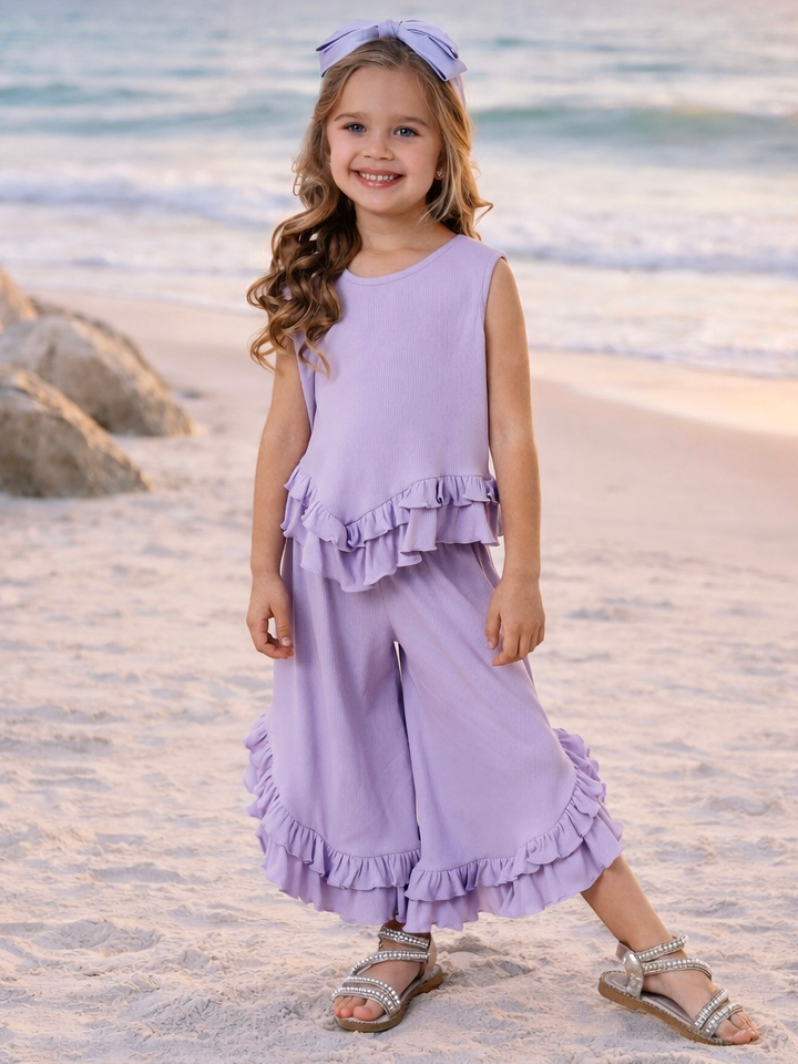 girls lilac summer two piece outfit