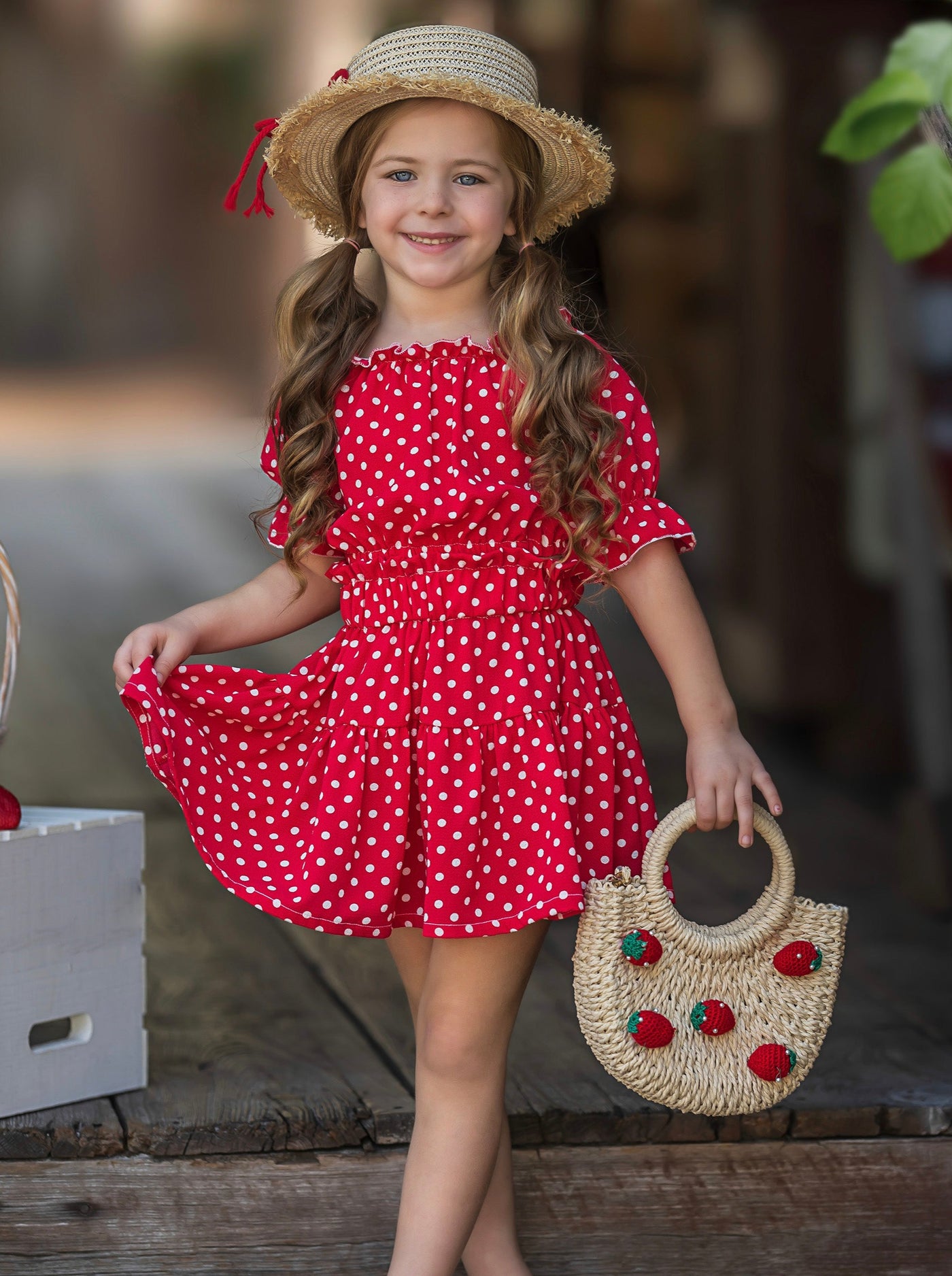 Mia Belle Girls Red Polka Dot Skirt Set | Girls Spring Outfits