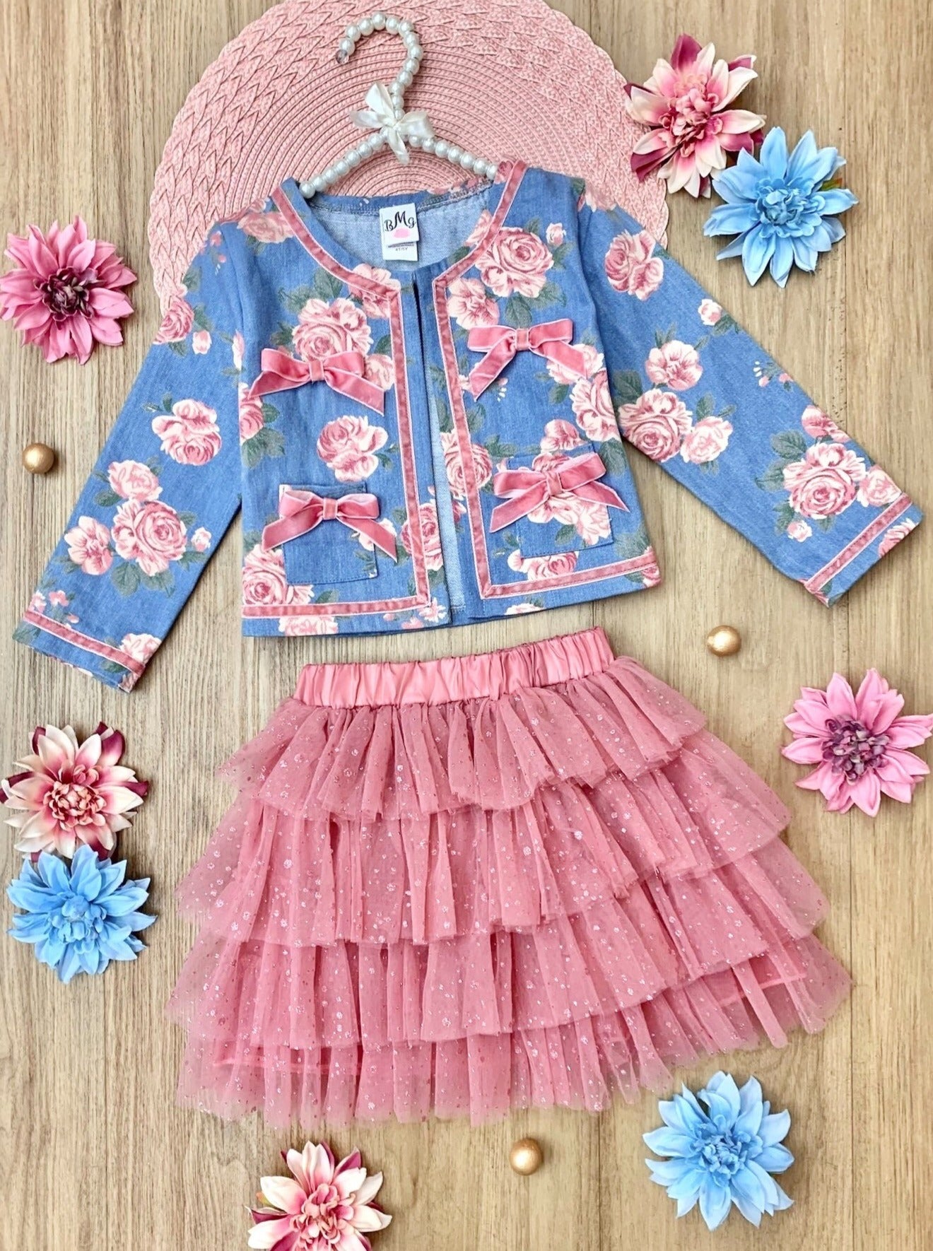 Mia Belle Girls Blazer And Tutu Skirt Set | Girls Preppy Chic Sets