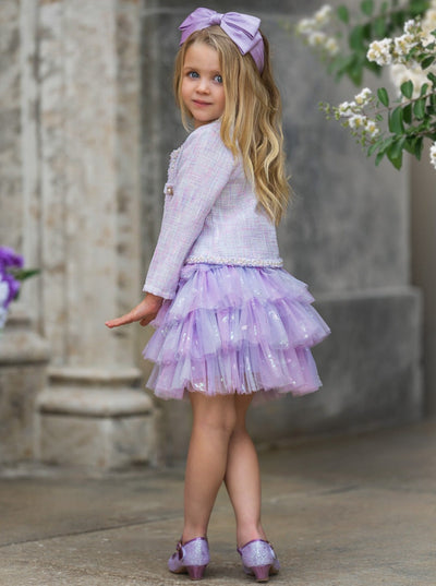 Mia Belle Girls Blazer And Tutu Skirt Set | Girls Preppy Chic Sets