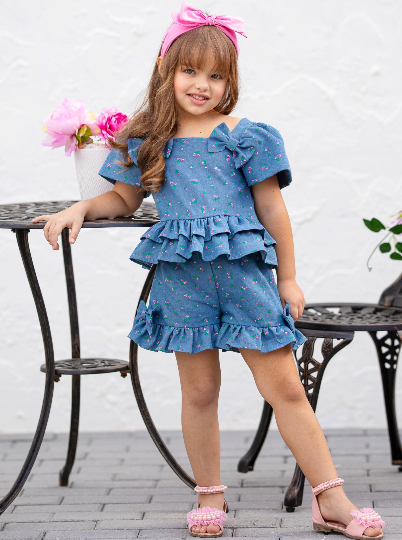 Mia Belle Girls Floral Top And Short Set | Girls Casual