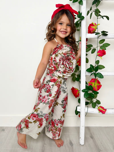 Mia Belle Girls Rose Top And Palazzo Pants Set | Girls Spring Outfits