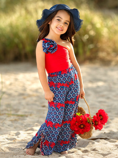 Mia Belle Girls One-Shoulder Palazzo Pants Set | Girls Spring Outfits
