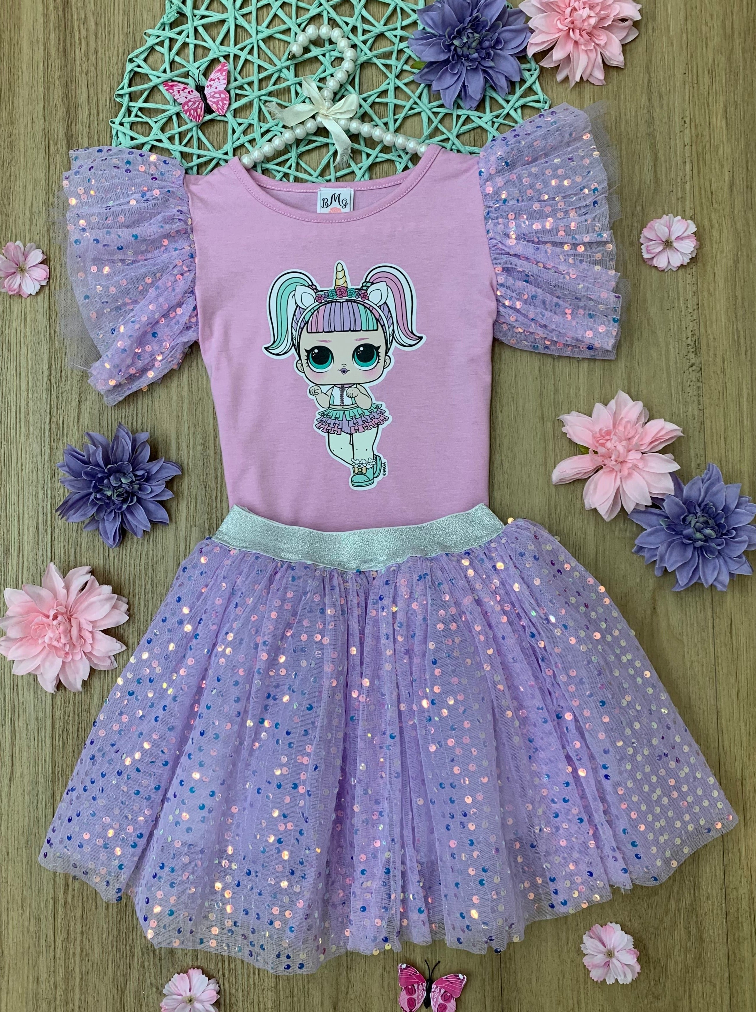 L.O.L. SURPRISE! Unicorn Shimmer Tulle Skirt Set – Mia Belle Girls