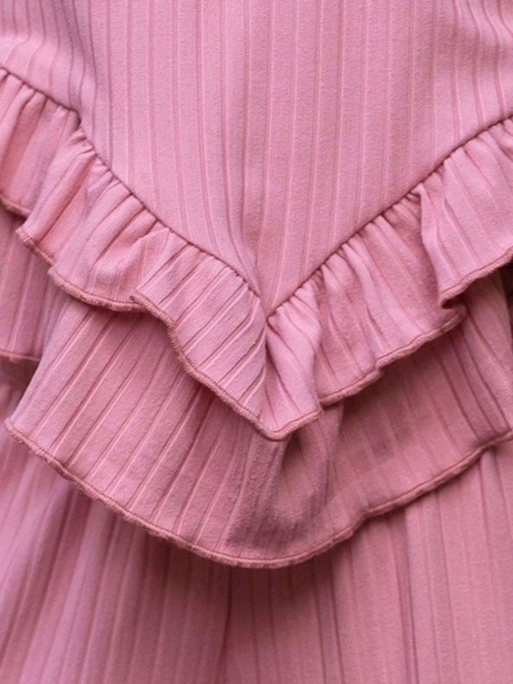 Rosewood Ribbed Ruffle Tank and Pants Set