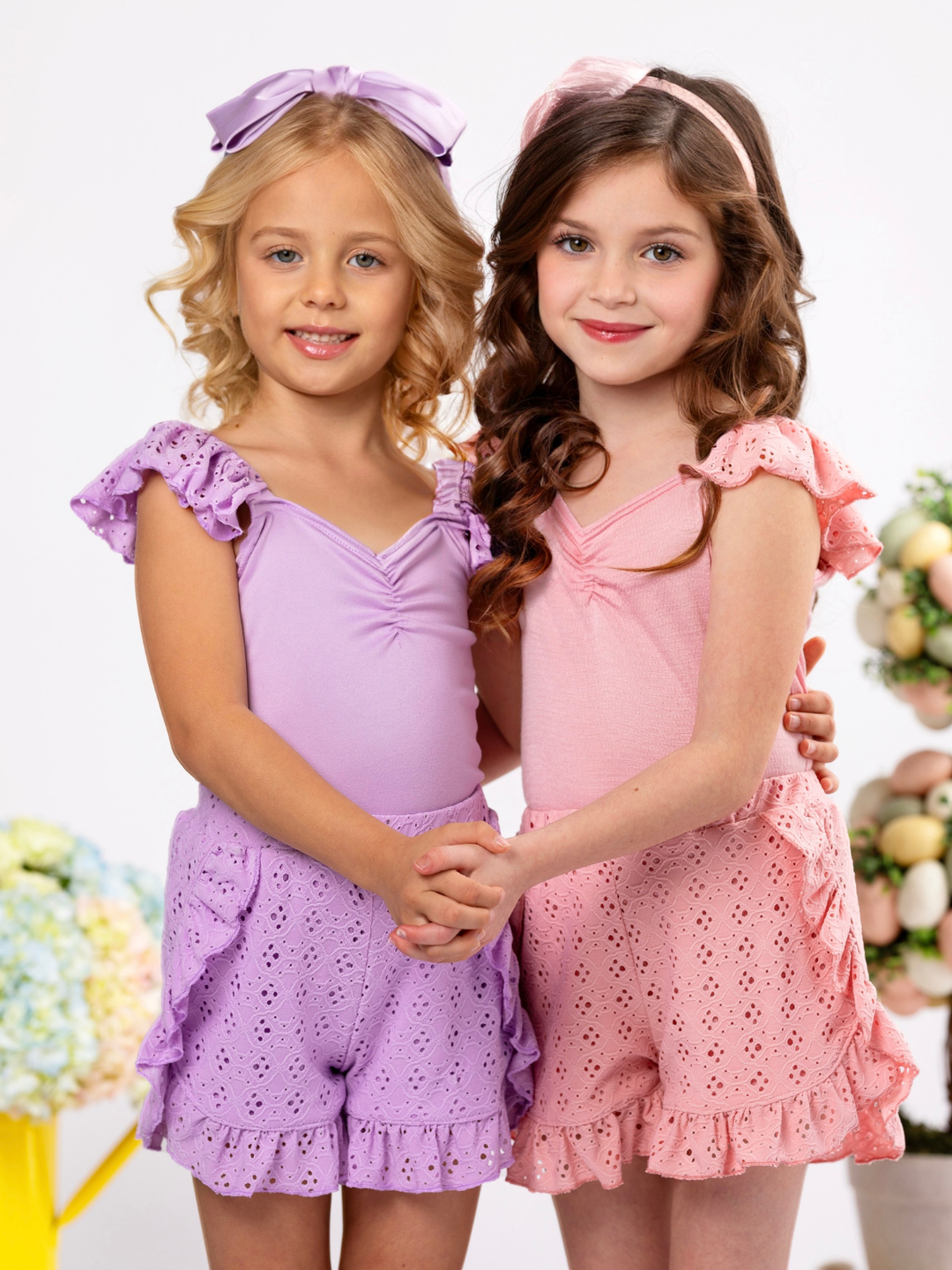 Lilac Lace Easter Top and Eyelet Short Set