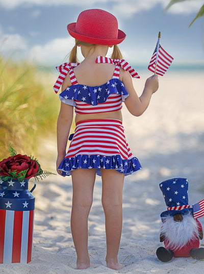 Toddler Swimwear | Little Girls American Flag Wrap Two Piece Swimsuit