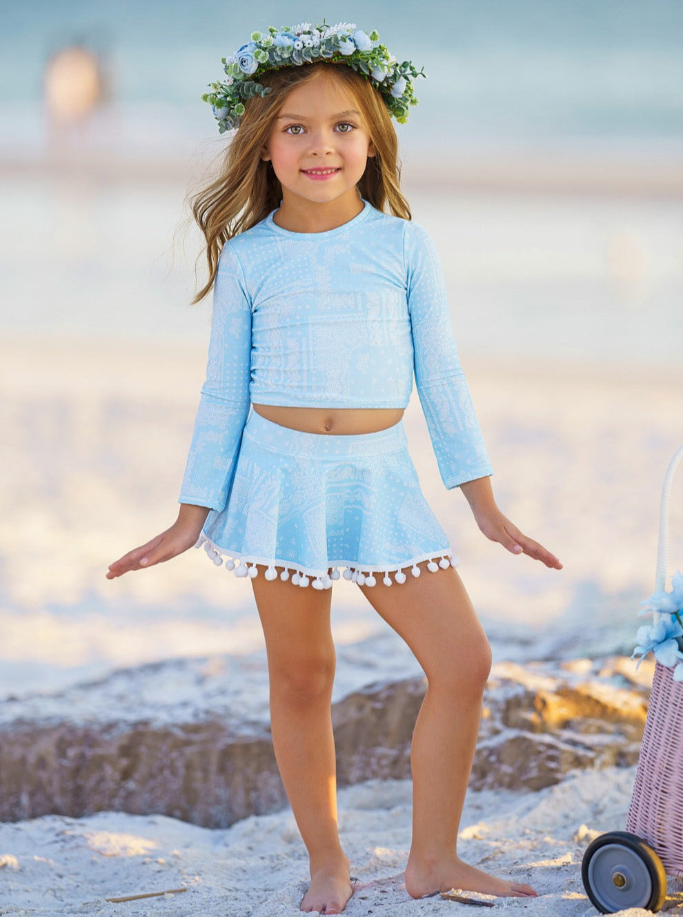 Cute Toddler Swimwear | Girls Paisley Print Skort Two Piece Swimsuit