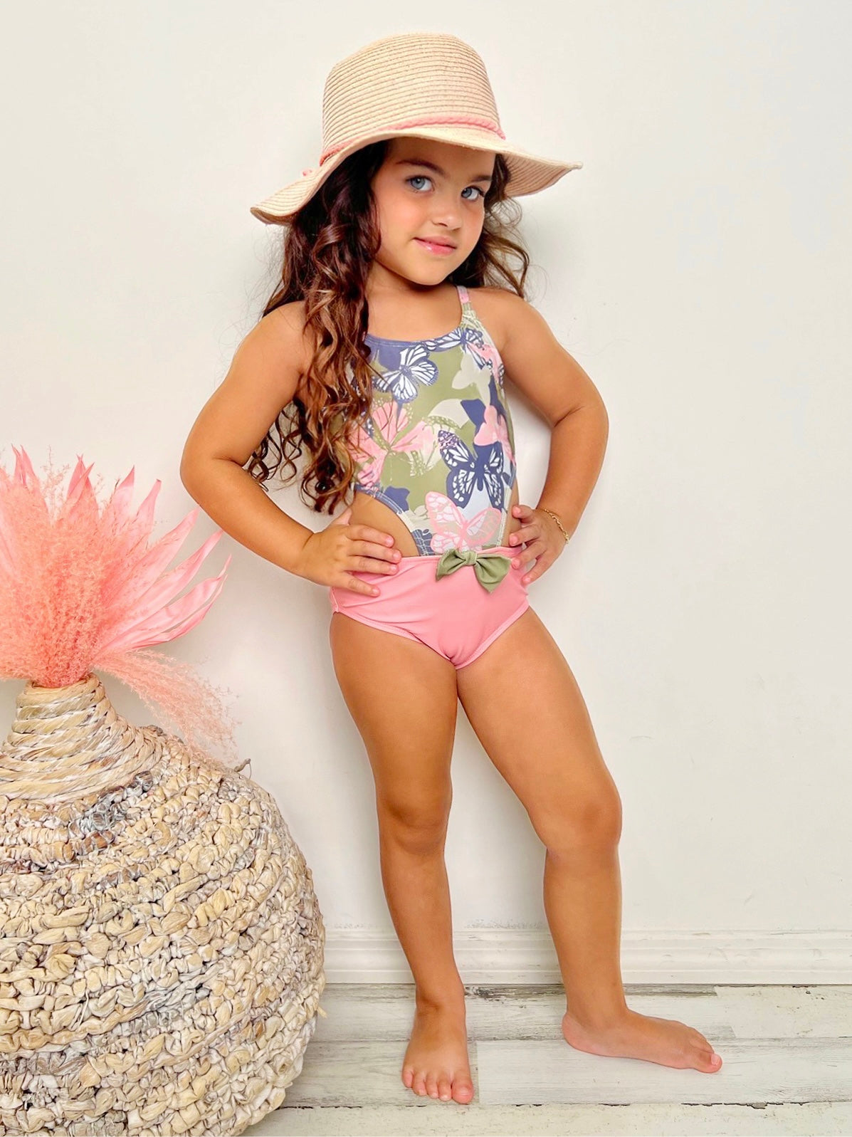 Girls Butterfly Cut Out One Piece Swimsuit | Mia Belle Girls Swimwear