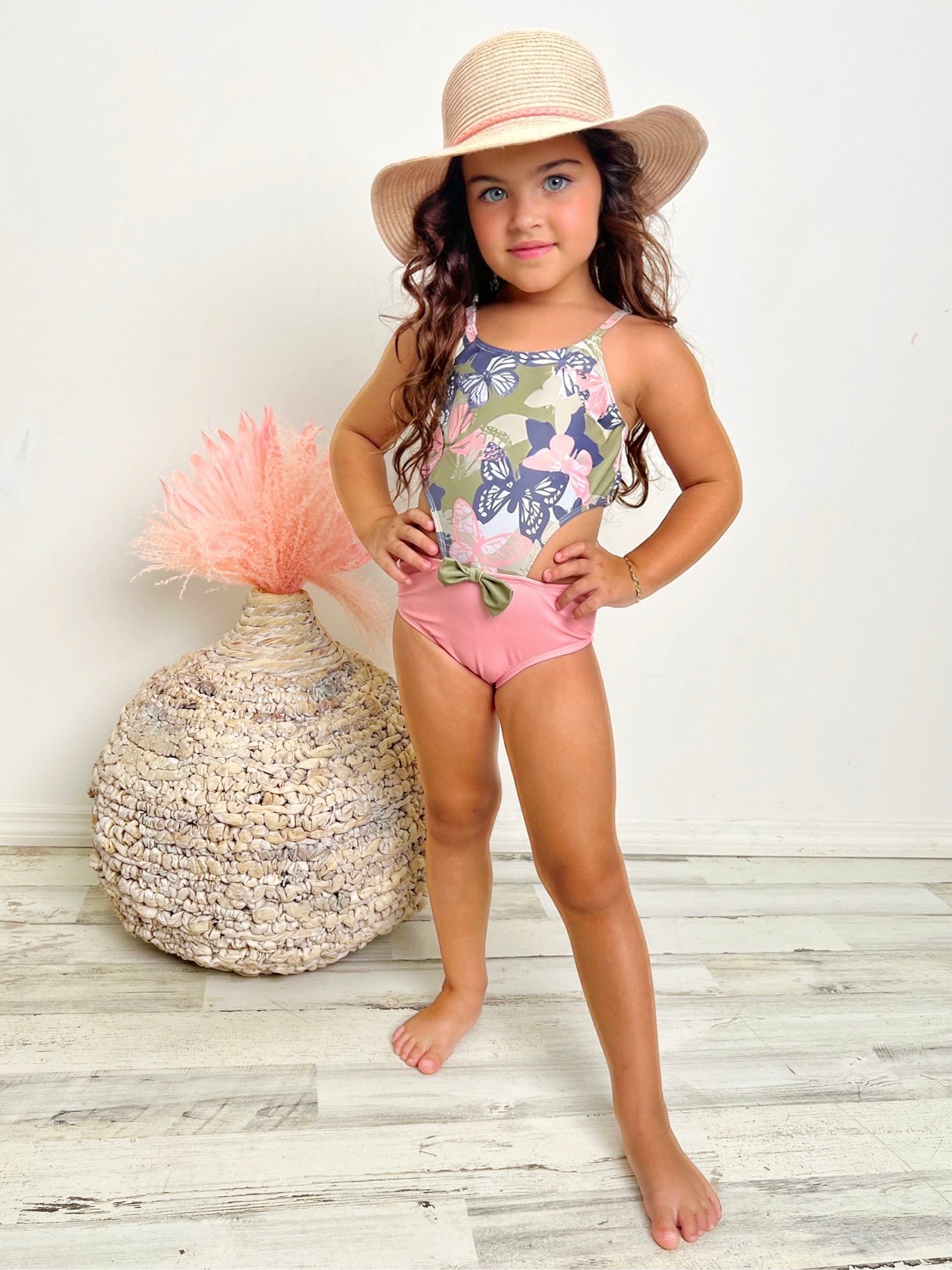 Toddler Swimwear | Girls Butterfly Camo Open Side One Piece Swimsuit