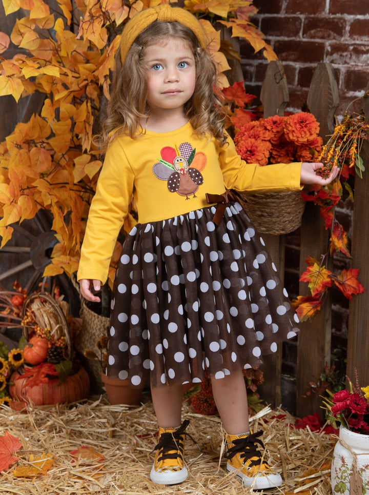Thankful Turkey Polka Dot Tutu Dress - Mia Belle Girls