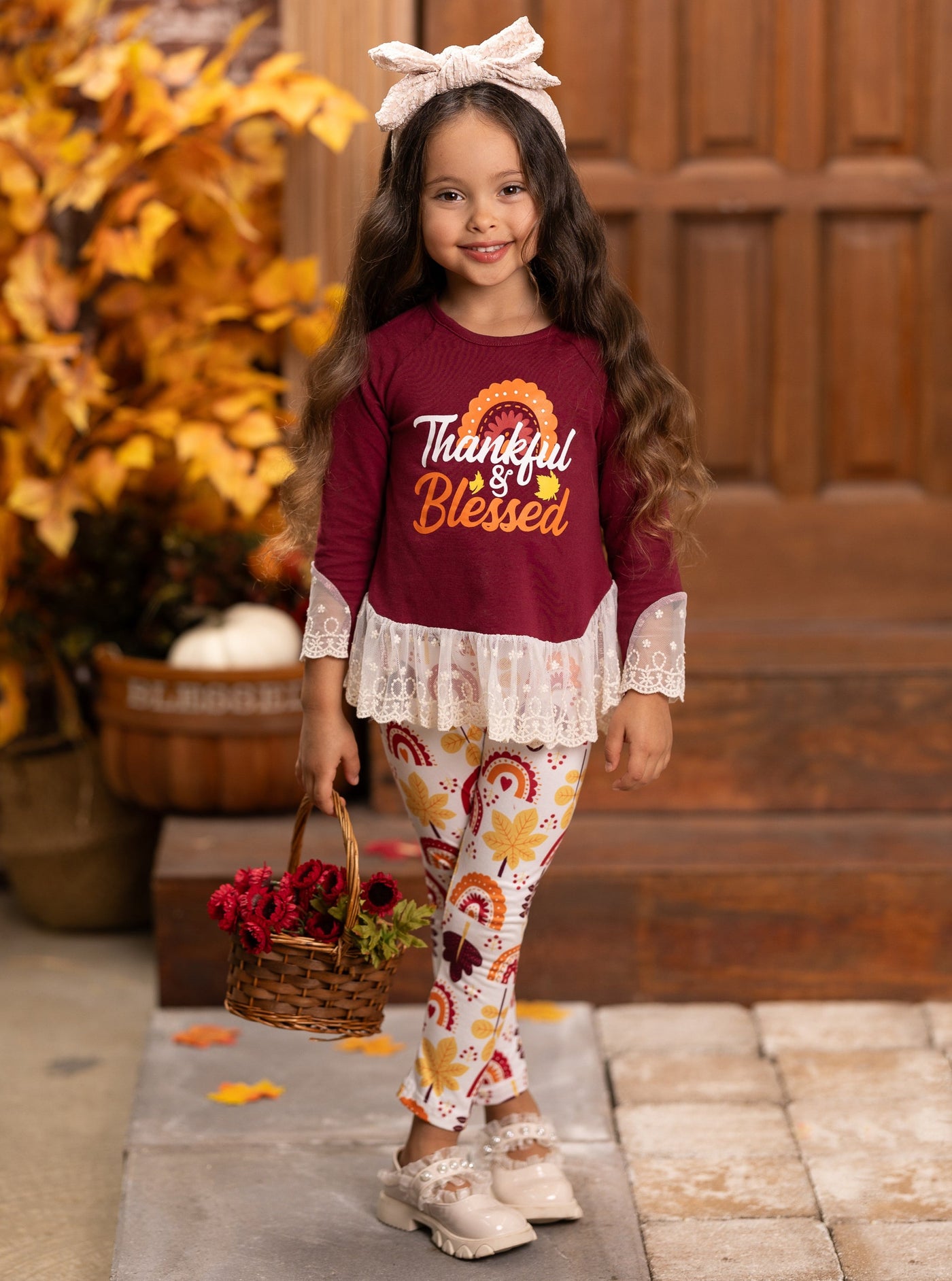 Thanksgiving Outfits | Thankful & Blessed Lace Hem Tunic & Legging Set