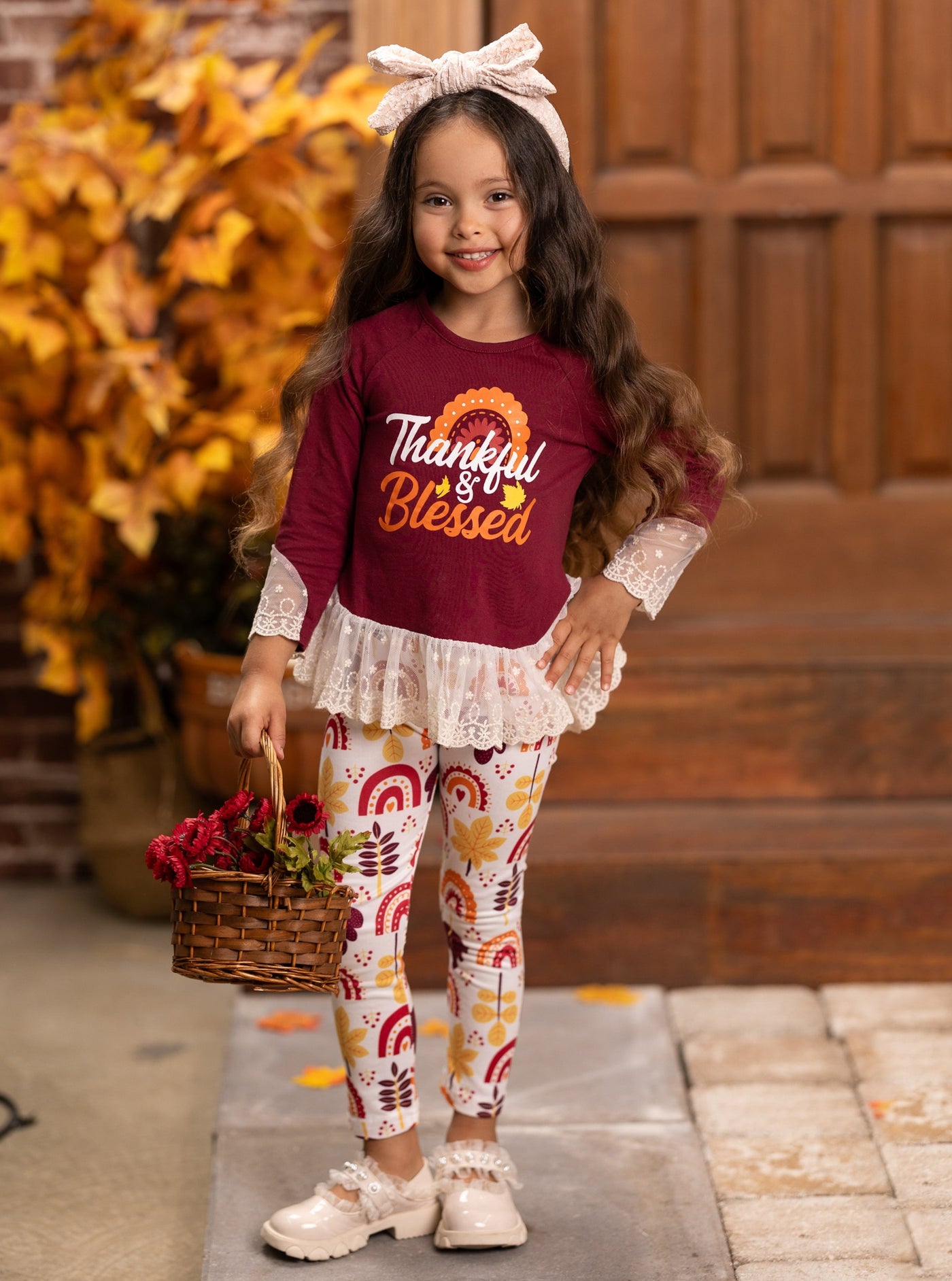 Thanksgiving Outfits | Thankful & Blessed Lace Hem Tunic & Legging Set