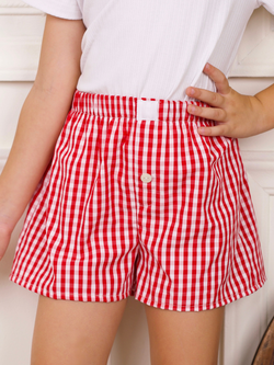 Girls Red Gingham Summer Shorts