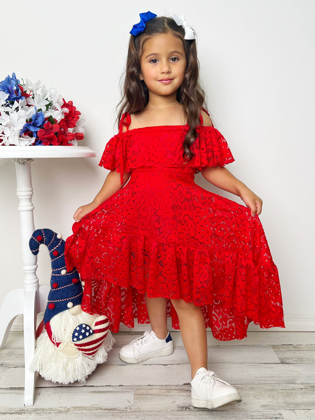Little Girls Summer Dresses | Red Cold Shoulder Maxi Eyelet Sundress Mia Belle Girls Little Girls Summer Dresses | Red Cold Shoulder Maxi Eyelet Sundress Mia Belle Girls