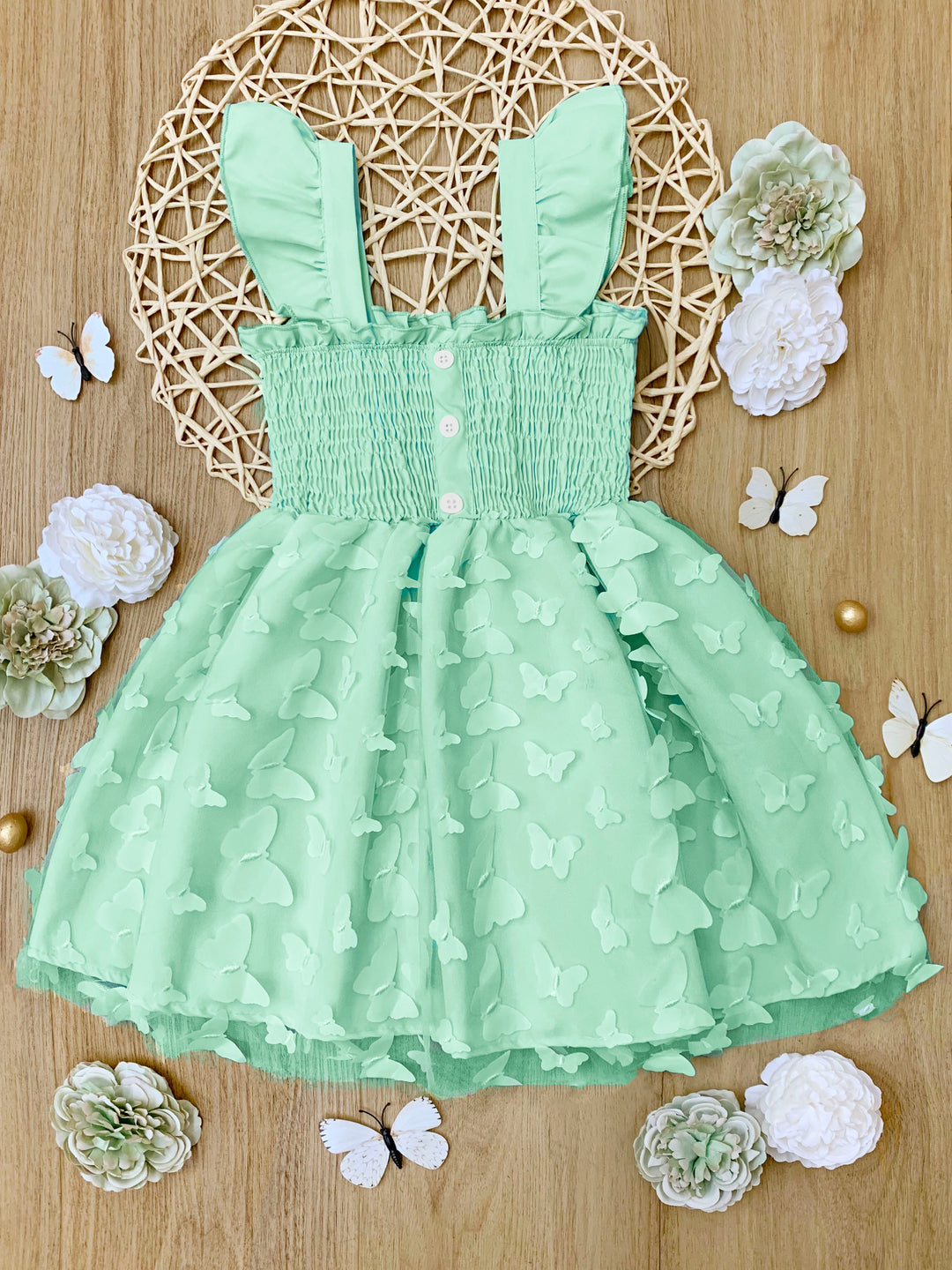 Butterfly Kisses Green Smocked Dress Butterfly Kisses Green Smocked Dress