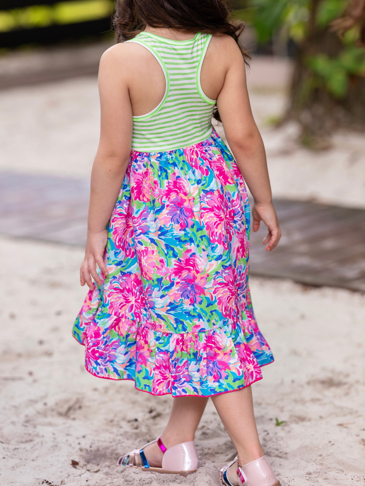 Tropical Bloom Sleeveless Hi-Lo Dress