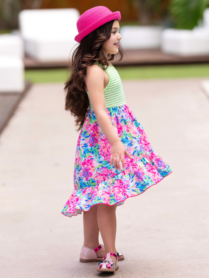 Tropical Bloom Sleeveless Hi-Lo Dress