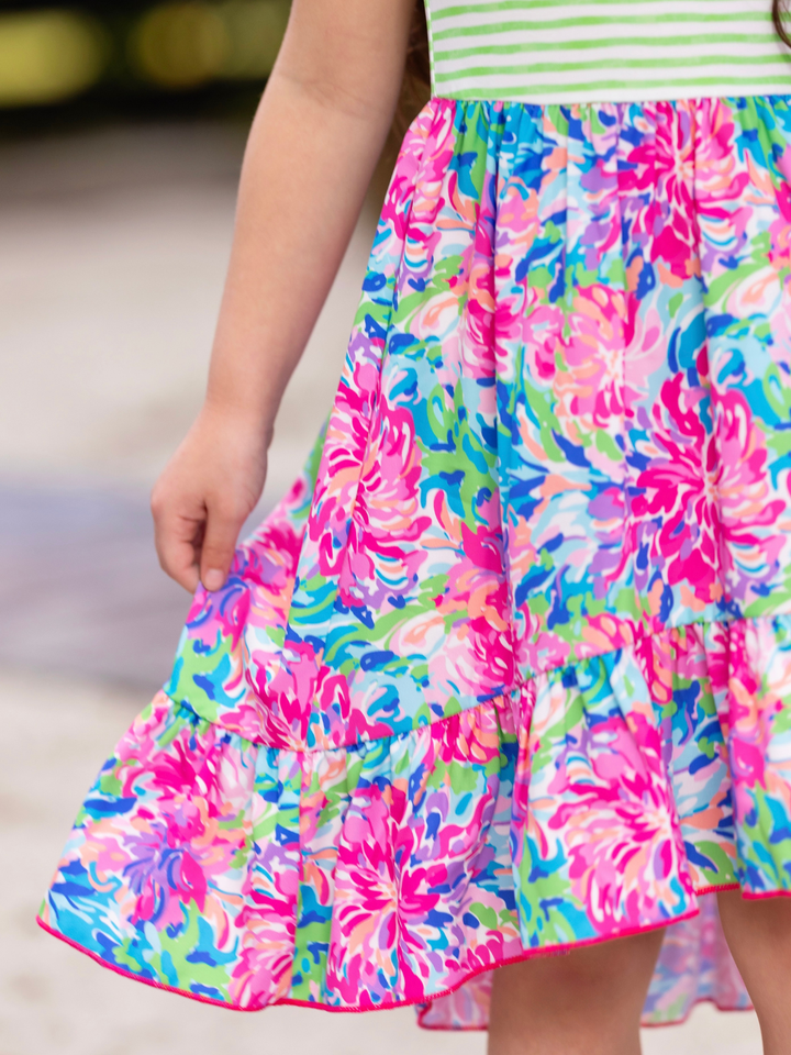 Tropical Bloom Sleeveless Hi-Lo Dress