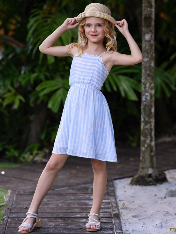 Coastal Blue Stripe Cotton Sundress
