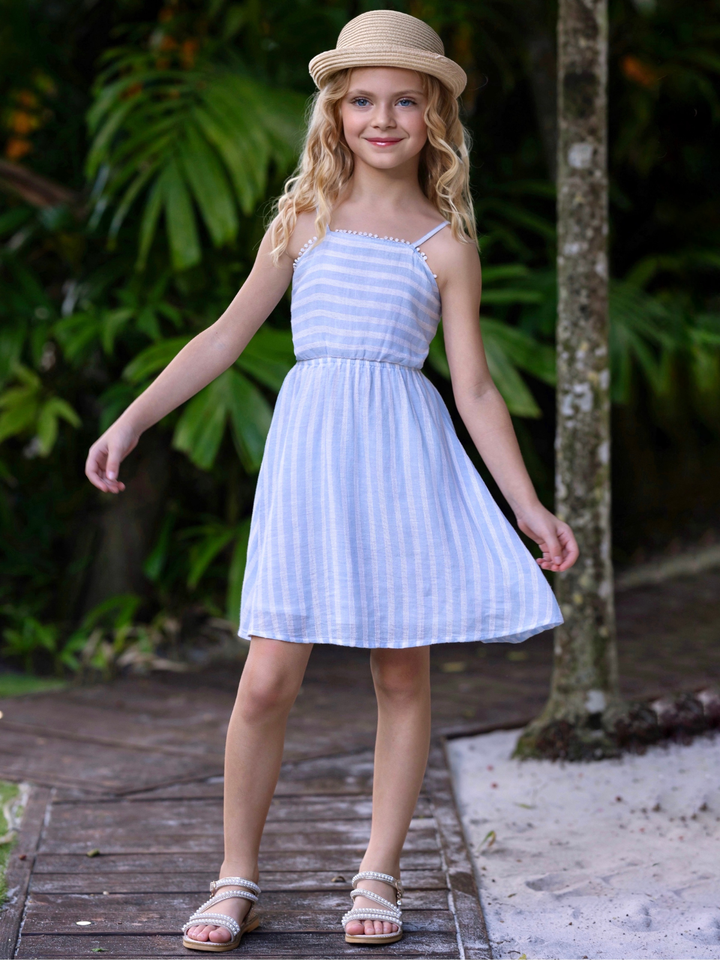 Coastal Blue Stripe Cotton Sundress
