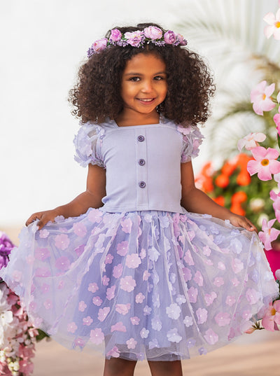 Mia Belle Girls Floral Tulle Skirt Set | Girls Spring Outfits