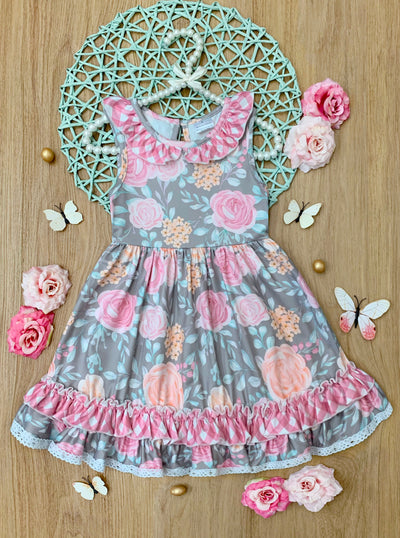Mia Belle Girls | Floral Ruffle Dress | Girls Spring Dresses