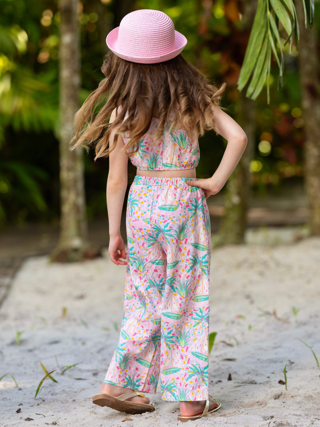 Tropical Paradise One-Shoulder Top and Palazzo Pants Set