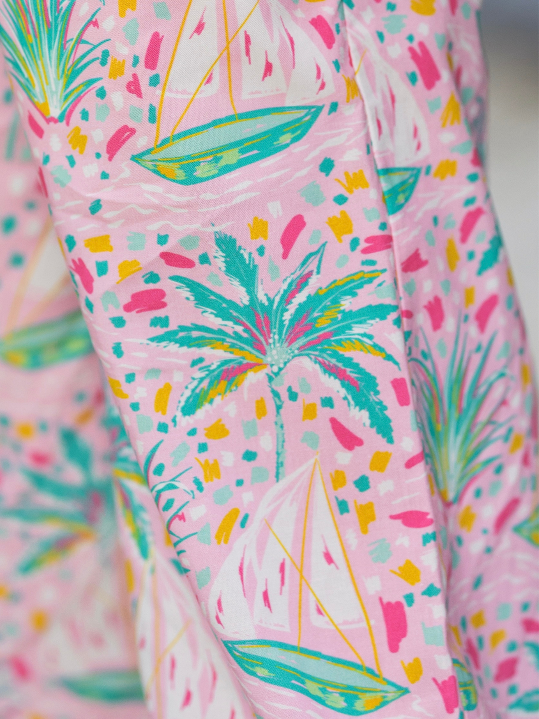 Tropical Paradise One-Shoulder Top and Palazzo Pants Set