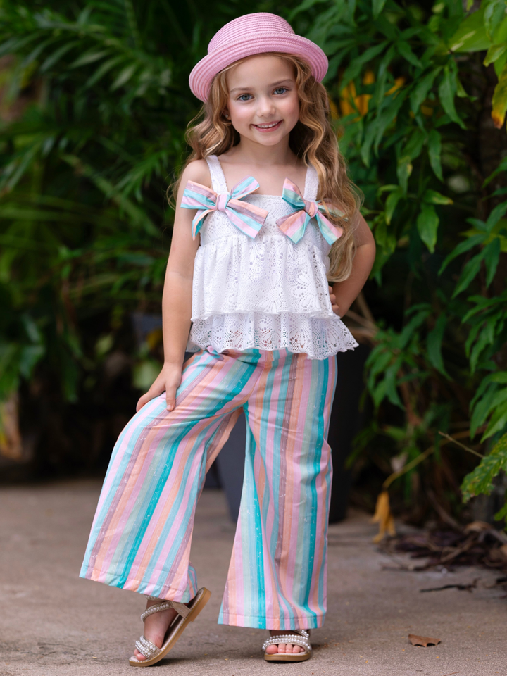 Coastal Boho Lace Top and Palazzo Pant Set