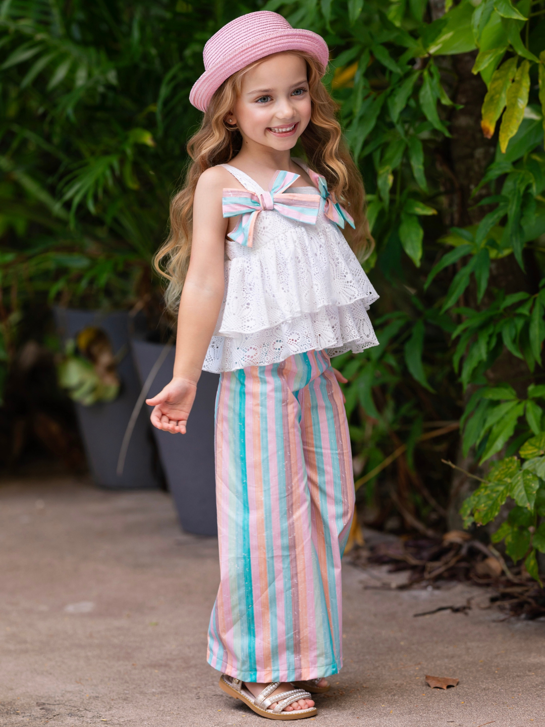 Coastal Boho Lace Top and Palazzo Pant Set