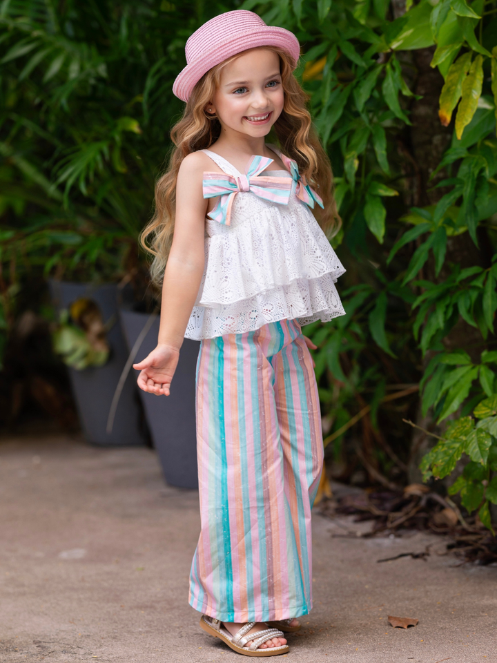 Coastal Boho Lace Top and Palazzo Pant Set