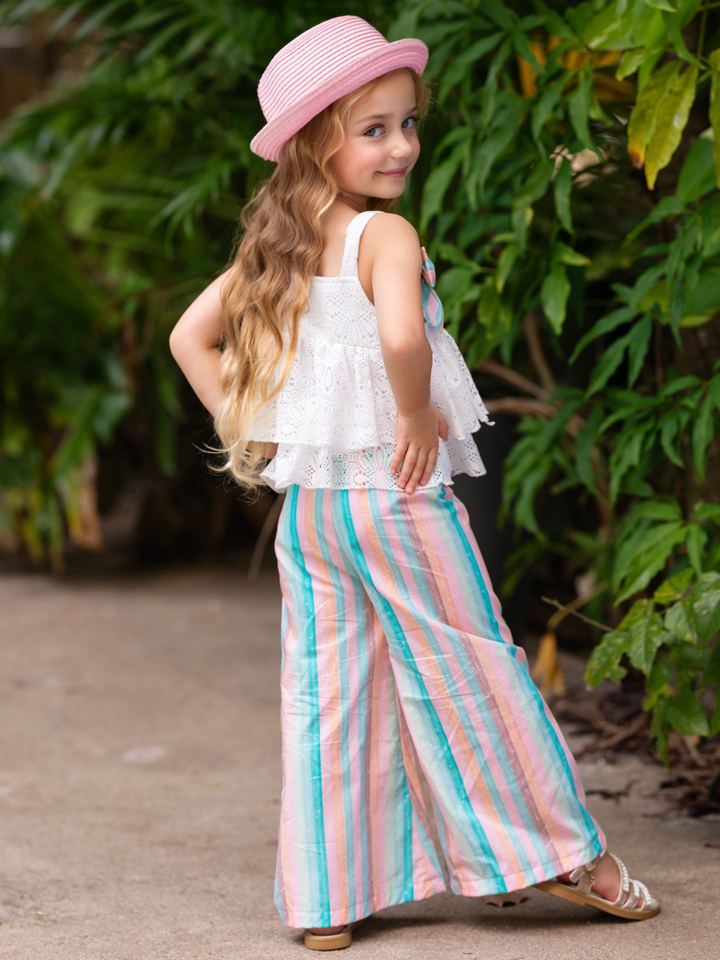 Coastal Boho Lace Top and Palazzo Pant Set