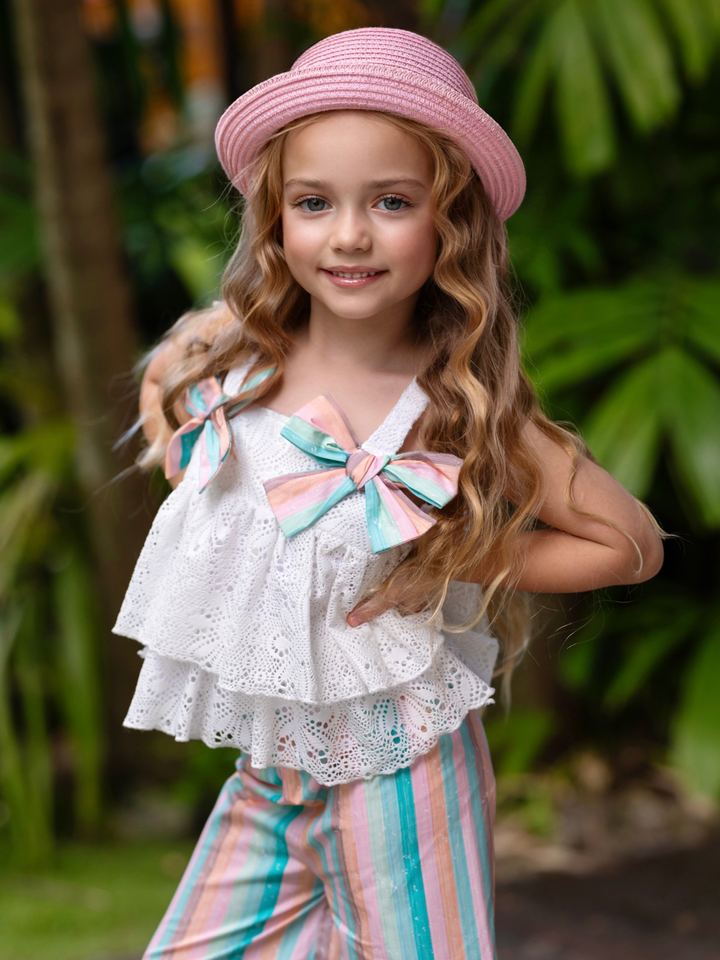 Coastal Boho Lace Top and Palazzo Pant Set