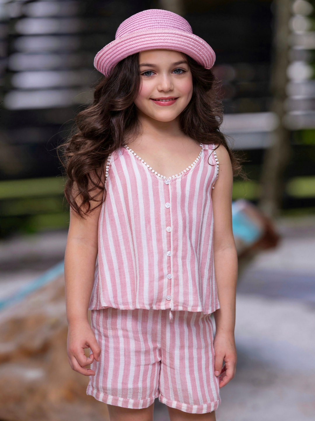 Sandy Stripes Cotton Sleeveless Top and Short Set