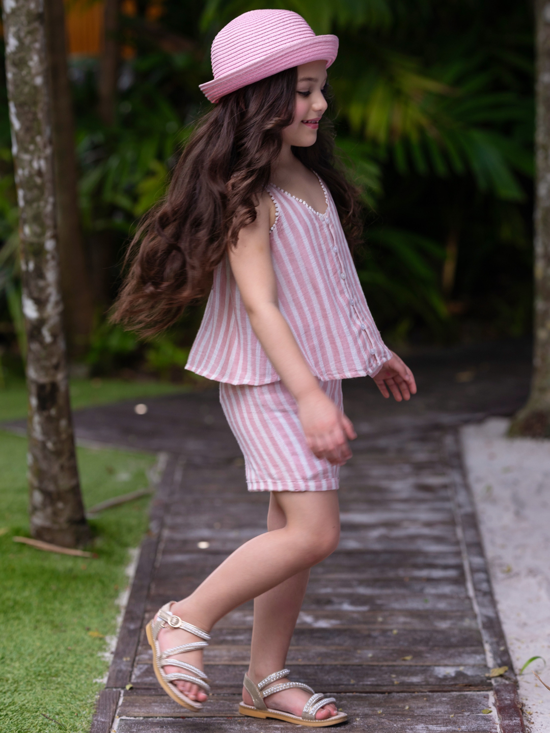 Sandy Stripes Cotton Sleeveless Top and Short Set